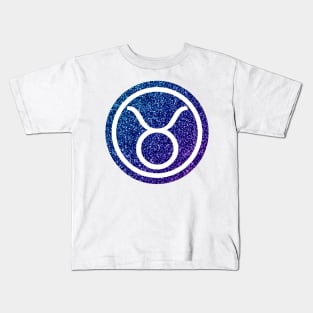 Blue Purple Glitter Zodiac - Taurus Kids T-Shirt